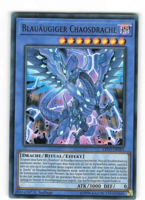 Yugioh BLAUÄUGIGER CHAOSDRACHE , led3-de001 Ultra Rare deutsch NM 1. Auflage - Bild 1 von 2