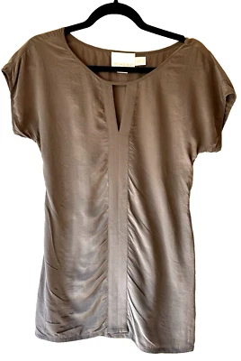 Vestido Cynthia Rowley Talla 6 100% Seda Verde Gris Funda De Gran Tamaño Con Bolsillos Foto 1 de 4