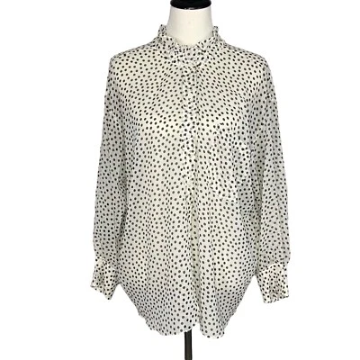 Blusa Zara para mujer de gran tamaño a lunares con botones XS negra blanca transparente bolsillo superior Foto 1 de 4