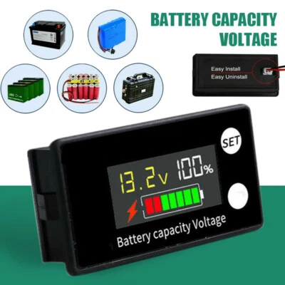 MARKENLOS DC 8-100V Batterie Kapazität Voltmeter LCD Anzeige Messgerät Spannungsmesser Neu