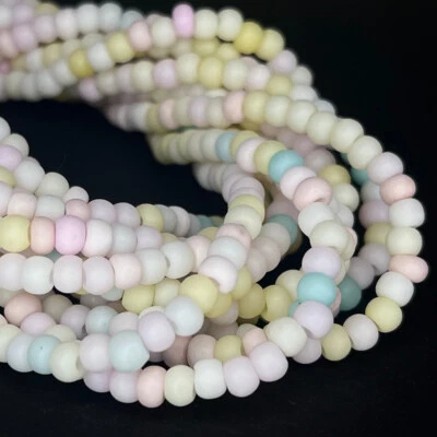 Glasperlen Schmuckperlen Gefrostet Pastellfarben Baby Gelb Mix 4x3mm 130 Perlen - Bild 1 von 2