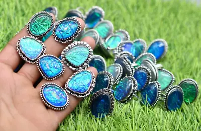 Blau Triole Opal Ringe Mix Design Und Gleiche Stein Großhandel Ring Versilbert - Bild 1 von 4