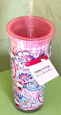 VERA BRADLEY HELLO KITTY DOUBLE WALL TUMBLER W/STRAW:NWT HELLO KITTY PAISLEY - Image 1 of 4