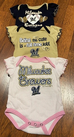 Milwaukee Brewers~Infant Girl~0-3 Months~Short Sleeve~One Piece~Team Athletics~ Cover
