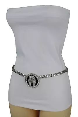 Women Silver Metal Chain Belt Hip High Waist Egyptian Pharaoh King Buckle XL XXL - Image 1 of 4