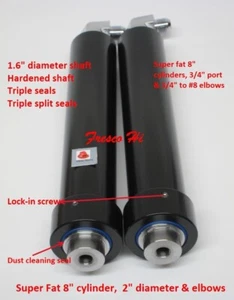 Lowrider Hydraulics Super Fat 8" cilindros, negro, puerto 3/4" y kit de codos, salto - Imagen 1 de 10