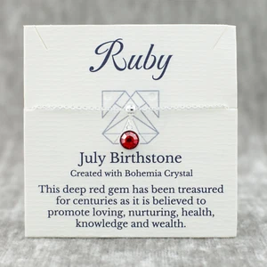 July Birthstone Bracelet, Red Bohemian Crystal, Gold or Silver Adjustable Chain - Picture 1 of 18