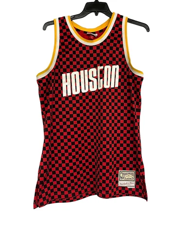 Houston Rockets Mens Size Large Authentic Mitchell & Ness Checkered Jersey *flaw Cover