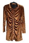 House of Harlow 1960 X Revolve Brown Velvet Dress Floral Bodycon Small