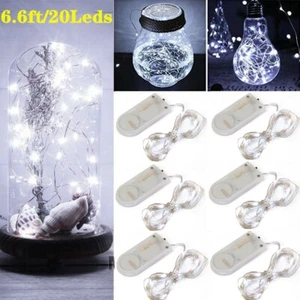 6 Pack 6.6ft  20 LEDs Copper Wire String Fairy Lights Battery Operated Mini LED - Picture 1 of 7