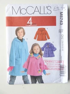 McCalls M5743 sewing pattern Girls Jackets & Coats  sz (age) 7 to 14  UNCUT - Picture 1 of 3