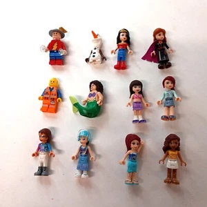 Lego Lot of 12 Minifigures Wonder Woman, Ariel, Friends, Emmet, Orlaf 2" Tall - Picture 1 of 15