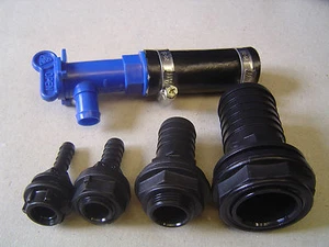 Nut In Fittings Fresh Water Tank outlets & Drain tap Set - Caravan/Horsebox/Boat - Picture 1 of 3