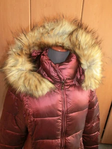 ADHOC Steppjacke mit Kapuze und Fellrand abnehmbar bordeaux glänzend Gr. XL wNEU - Bild 1 von 11