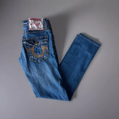 True Religion Billy Super T Denim Blue Jeans Flap Pocket USA Made Women’s 25X29 - Image 1 of 4
