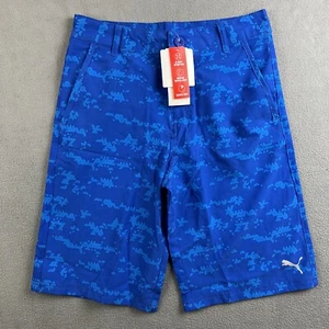 Puma Shorts Boys Size 14 Blue Geometric Pounce Golf Shorts Quick Dry Kids NWT - Picture 1 of 13