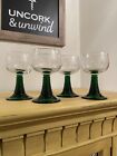 4 PC Luminarc French Roemer 8OZ Wine Glasses Goblets Etched Green Beehive Stem