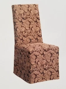 Sure Fit Scroll Brown & Gold Long Dining Chair Slip Cover NIP - Picture 1 of 8