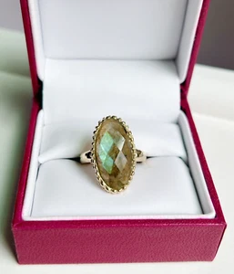 14kt Yellow Gold MILOR Green Oval Gemstone Ring - Picture 1 of 8