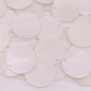 50PCS 20mm Flat Coin Natural White Shell Mother of Pearl Jewelry Top Drilled - Picture 1 of 4