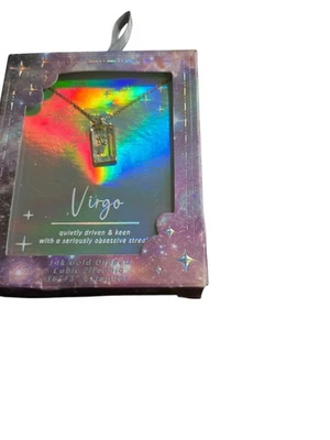 Collar Colgante VIRGO Zodiaco Zodiaco Circonita Cúbica Sumergida Oro 14k 16" + 3" Foto 1 de 3