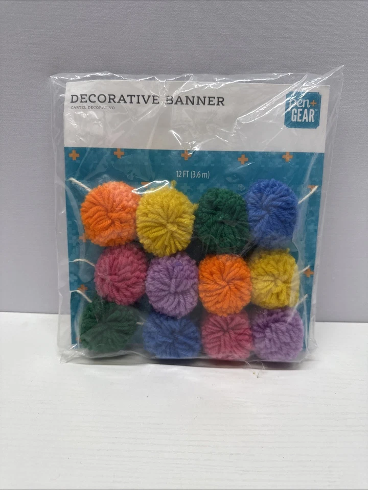 Pen gear 12ft Decorative Multi-Color Pom-Pom Banner  Party Decoration - Image 1 of 1