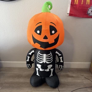 4FT Halloween Skull Pumpkin Man Inflatable Decoration Outdoor Blow Up Yard Nice - Picture 1 of 5