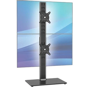 Dual Monitor Stand - Vertical Stack Screen Free-Standing Desk Mount Arm Riser... - Picture 1 of 7