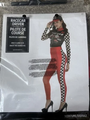 Women’s Sexy Racecar Driver w/ Hat Halloween Costume Adult X-Large 14-16 New - Image 1 of 3