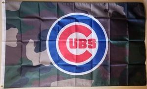 Chicago Cubs Camo Woodland Camouflage MLB Baseball Flag 3x5Ft W/ Grommets - Picture 1 of 2