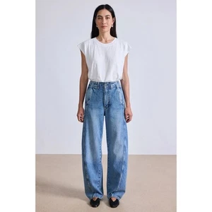 APEZZO APART Meridian Jean donna 28 Austin blu vita alta barile palloncino borsa - Foto 1 di 18