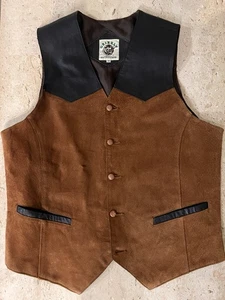 Chaleco Grizzly Outfitters Vintage Años 80’s Cuero y Gamuza Hombre’s Mediano - Imagen 1 de 8
