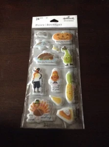 Thanksgiving Puffy Stickers From Hallmark 2 Sheets 24 Stickers - Picture 1 of 11
