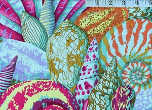 OOP Kaffe Fassett FreeSpirit - Philip Jacobs Shell Montage (PJ037) - Blue 1/2 YD - Picture 1 of 1