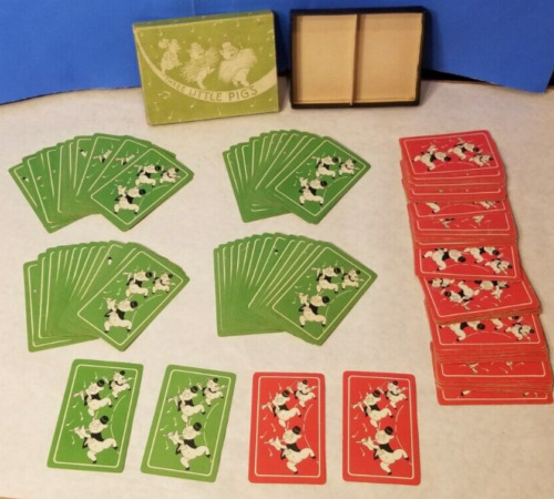  E.E. Ensemble de 2 cartes à jouer Fairchild THREE LITTLE PIGS COMPLT + boîte DISNEY 🙂