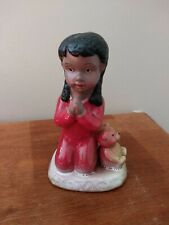 Vintage Ceramic Ebony African American Praying Little Girl Figurine 5 1/4"