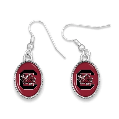New South Carolina Gamecocks Oval Logo Earrings, Fish Hook, Gift for Her Mom Cover