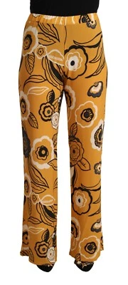 ALPHA STUDIO Pants Orange Floral High Waist Pajama Trouser IT46/US12/XL 200usd - Image 1 of 4