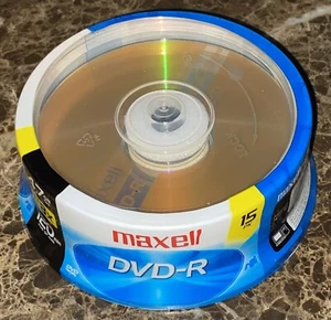 Paquete de 15 discos grabables Maxell DVD-R 4,7 GB 8x120 husillo mínimo NUEVO sellado - Imagen 1 de 3