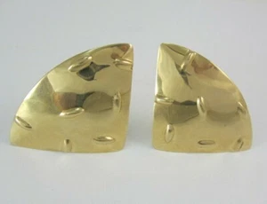 ATEMBERAUBENDE DAMEN 14K GELBGOLD DREIECK GEÄTZT OHRRINGE 3,2G - Bild 1 von 7