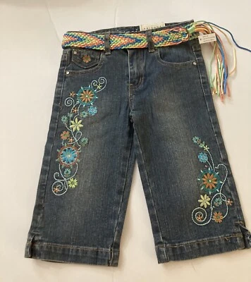 Arizona Jean Co Talla 4R Niños Niñas Nuevo con Etiquetas Cinturón Ajustable Denim Pantalón Capri Foto 1 de 4