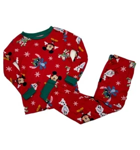 Disney 100 Christmas Pajamas 2 Piece Long Sleeve Pants Size 4 Stitch Olaf Buzz - Picture 1 of 10