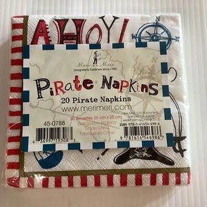 Meri Meri PIRATE Napkins (20) Cocktail Party Size RED WHITE BLUE Sealed RARE! - Picture 1 of 2