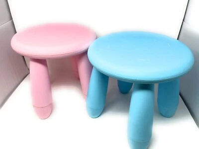 Ikea Mammut Rare Pastel Pink And Blue Kids Toddler Chair/Stools Plant Stand - Image 1 of 4