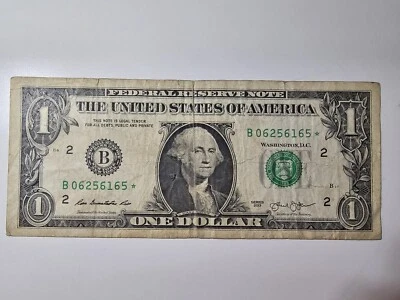Series 2013 - 1 Dollar Bill Star Note - B06256165☆ - ERROR DUPLICATE NOTE - Image 1 of 2