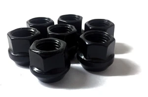 10 SHALLOW SMALL SLIM OPEN ENDED WHEEL SPACER NUTS 17MM HEX BLACK 1/2 UNF - Picture 1 of 1