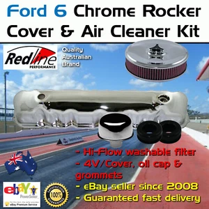 Redline Chrome Rocker Cover 9" Air Filter Breather Cap Kit Fits Ford 6 1960-76 - Picture 1 of 4