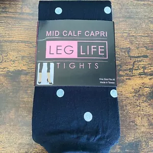 Collant Leg Life neri a pois collant medio polpaccio collant Capri taglia unica adatti a tutti i collant - Foto 1 di 4