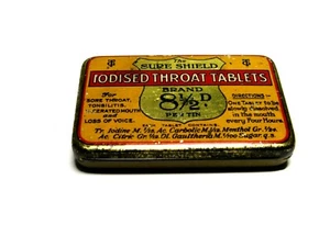 Antique Metal Iodised Throat Tablets Hinged Tin Empty Early 20th Century - Picture 1 of 4