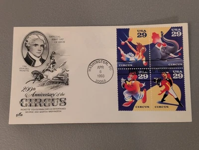 Circus 200th Anniversary FDC Stamps - Artcraft Vtg 1993 Ricketts Clowns Stamp - Image 1 of 4